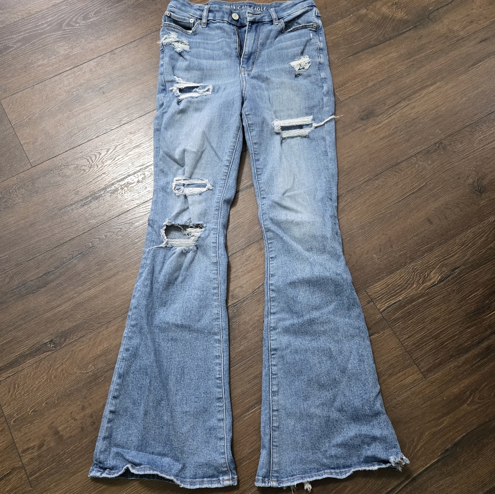 American Eagle distressed flare jeans